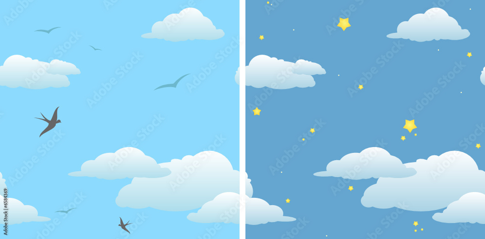 two seamless background - day sky & night sky / vector