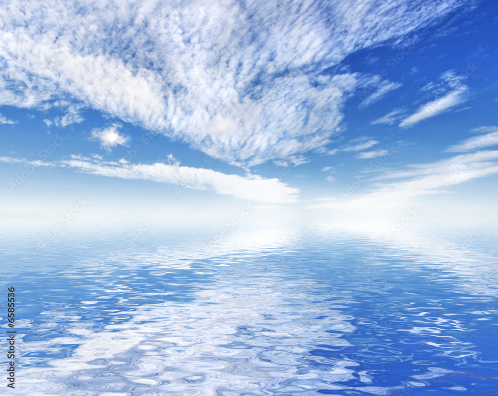 Beautiful ocean sea view with sky reflection