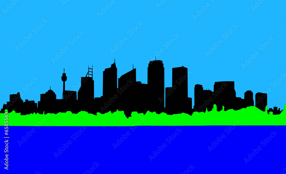 Skyline Sydney - blue and green
