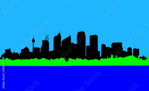 Skyline Sydney - blue and green