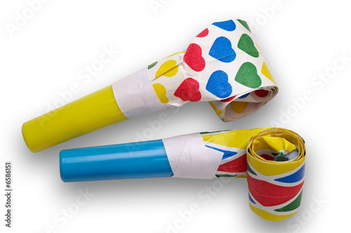 Noisemakers - party blowers with clipping path photo