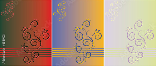 Three variants of a pattern on a original background