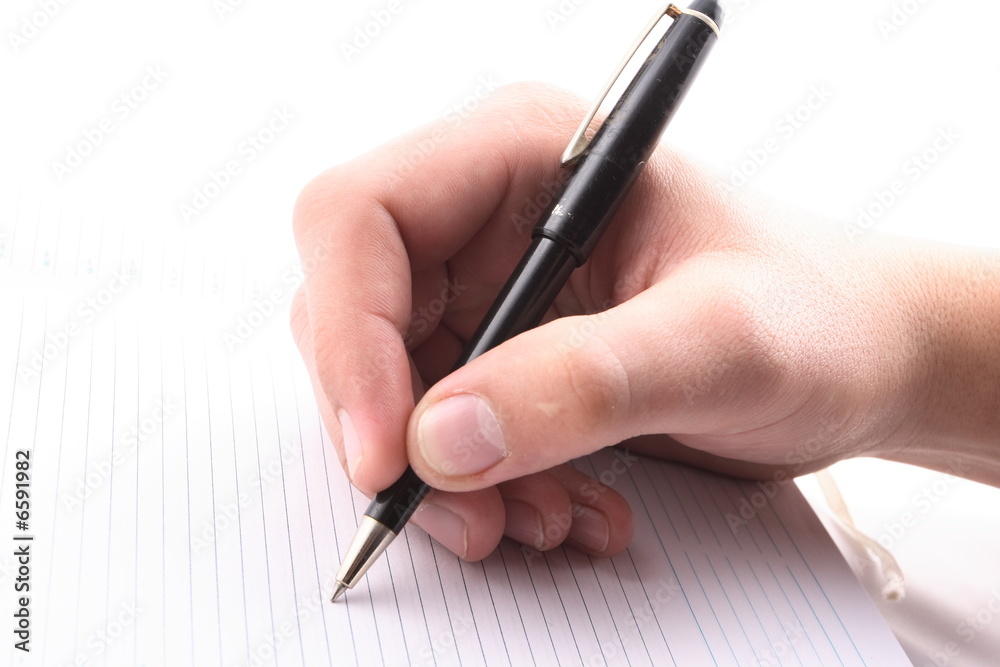 Hand with the handle, daily log, document Hand with the handle, daily log, document