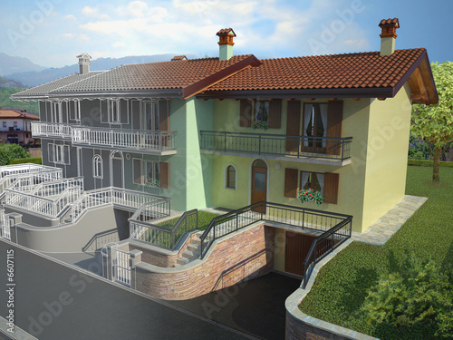 Canvas Print Render di villette a schiera