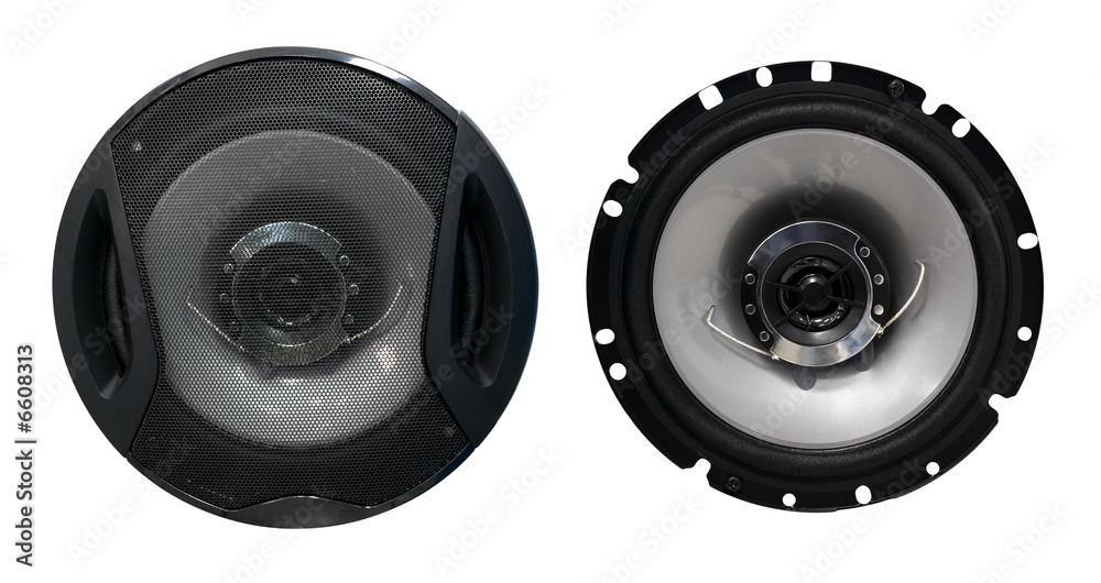 Audio speaker with and without grid cover Audio speaker with and without grid cover