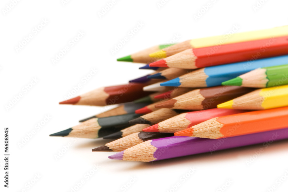 Various colour pencils isolated on the white Various colour pencils isolated on the white