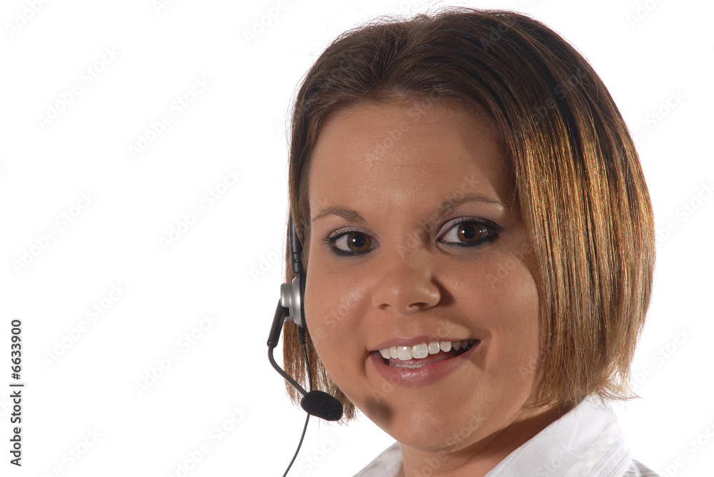 Young hotline contact information personnel headset