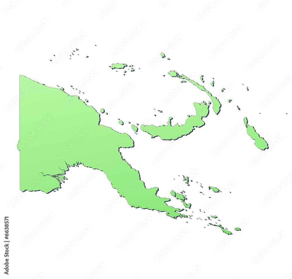 Papua New Guinea map filled with light green gradient