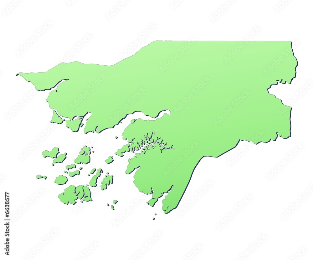 Obraz premium Guinea Bissau map filled with light green gradient