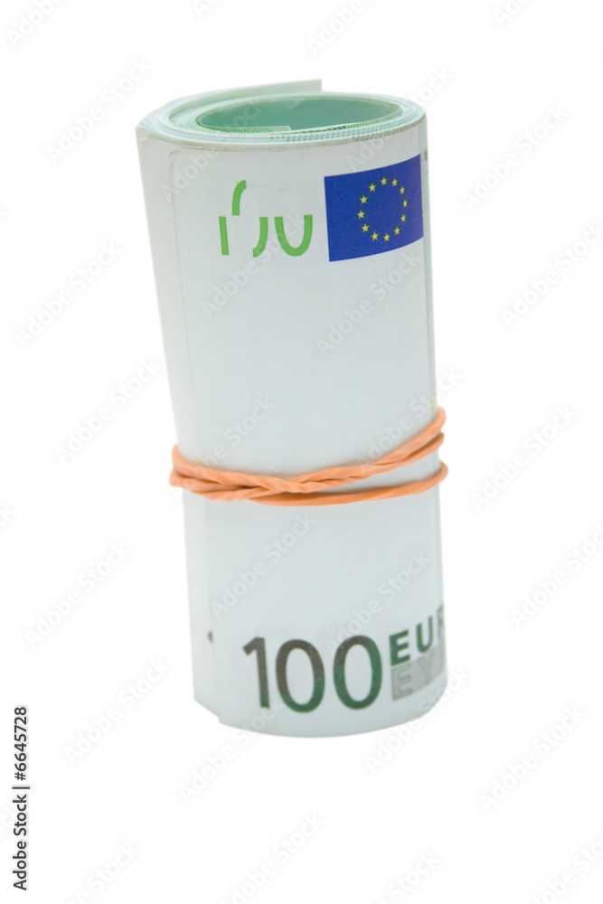 some 100 euros banknotes over white isolated background some 100 euros banknotes over white isolated background