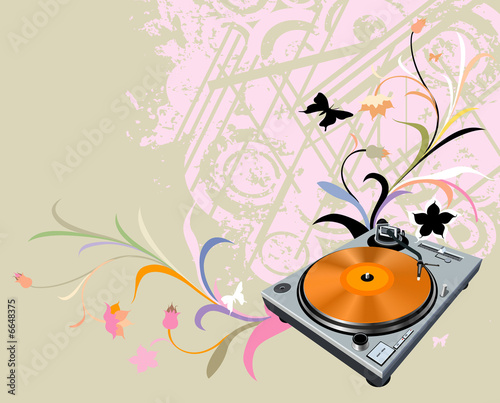 turntable and flowers
