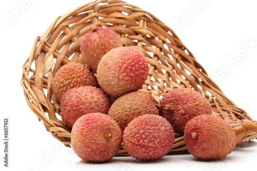lychees in a wicker basket