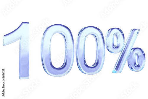 hundred percent blue glass sign isolated on white