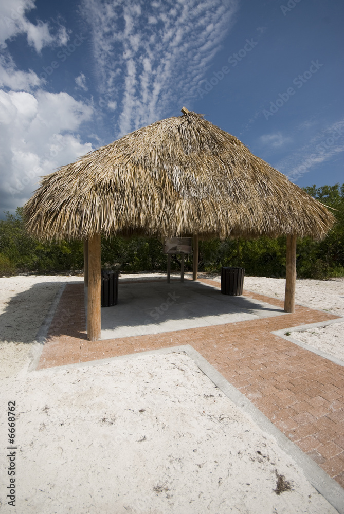 tiki hut thatch roof coco plum beach florida keys Stock Photo | Adobe Stock