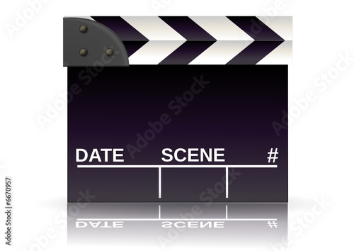 Clap de cinéma fermé avec reflet