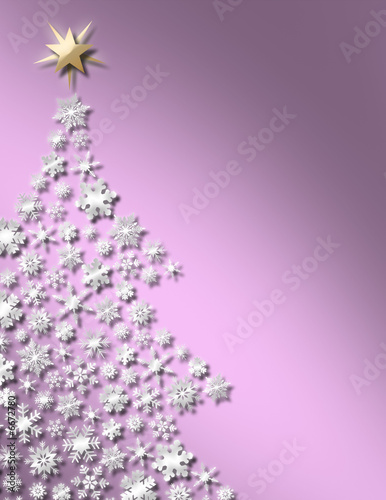 White snowflake Christmas tree on pearly pink