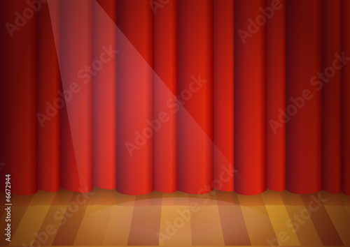 Scène de spectacle et son rideau rouge