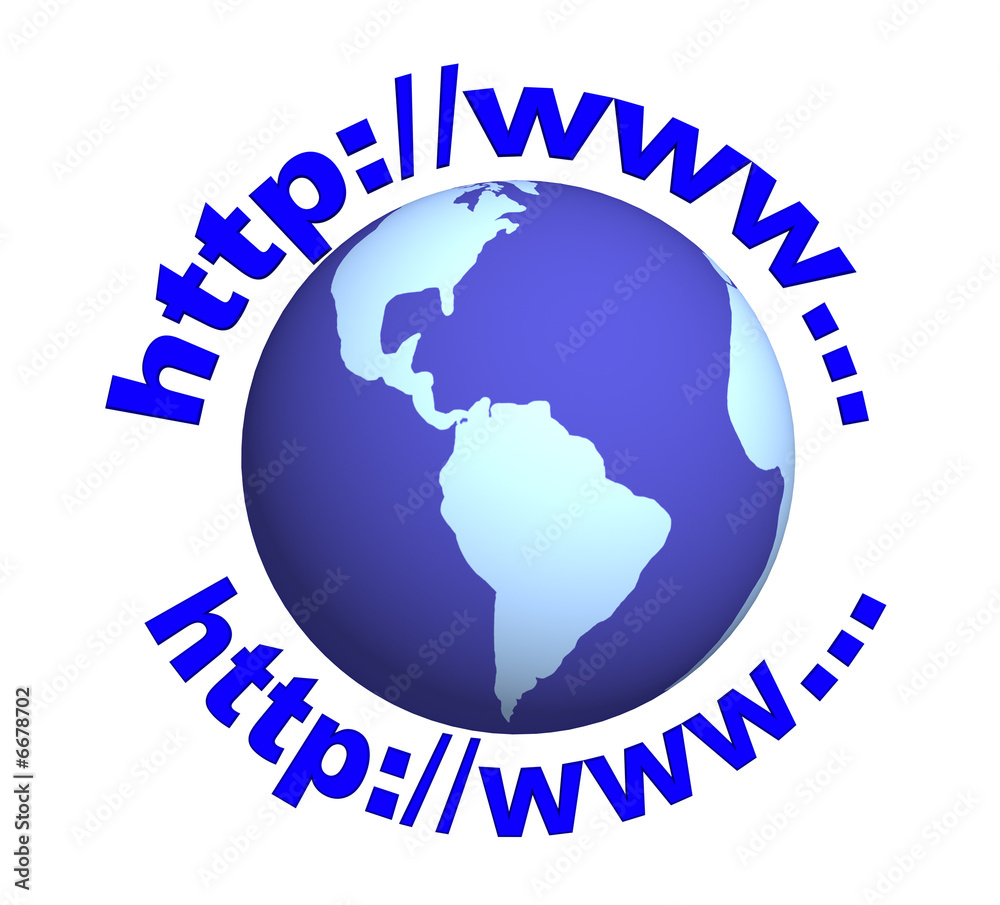 3d globe and the text - the first letters the Internet-address 3d globe and the text - the first letters the Internet-address