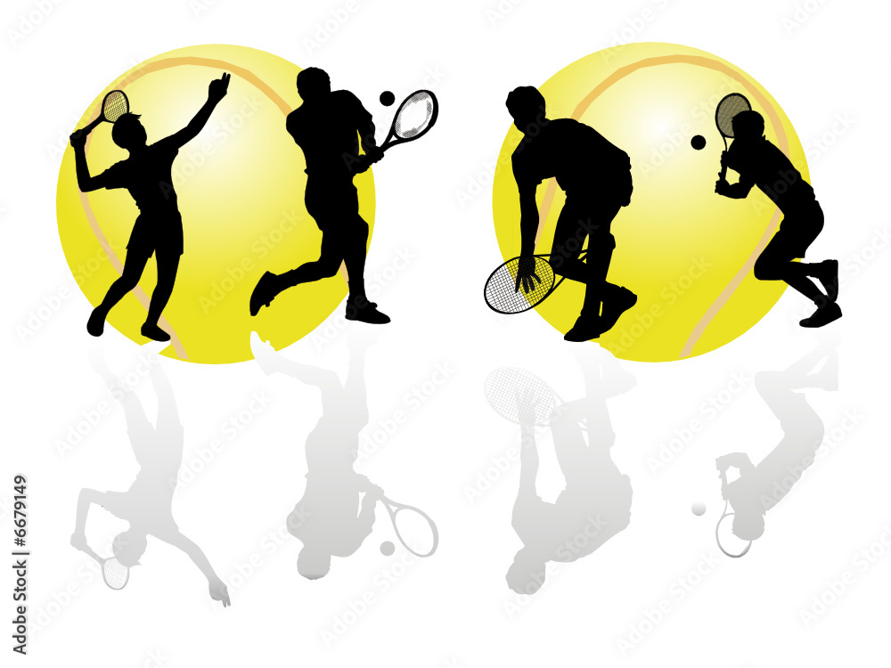 Silhueta de atleta de tenis com reflexo