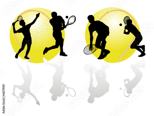Silhueta de atleta de tenis com reflexo