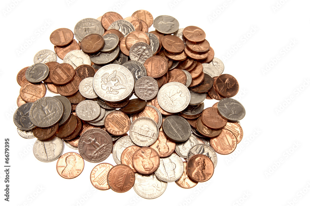 American coins isolated over white background American coins isolated over white background