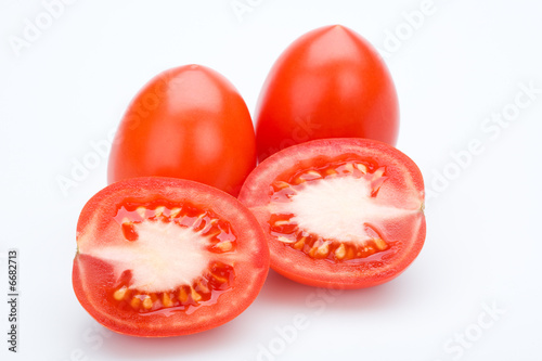 red tomatoes on white background