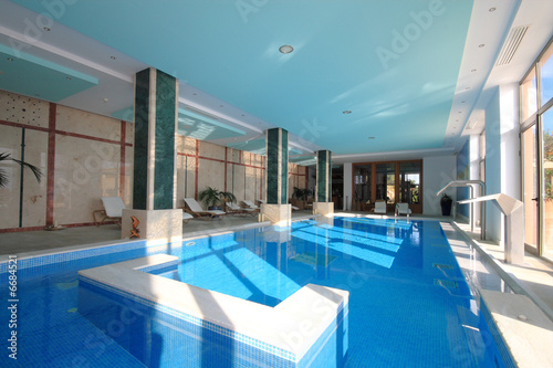 Luxury resort in door swimming pool in Greece