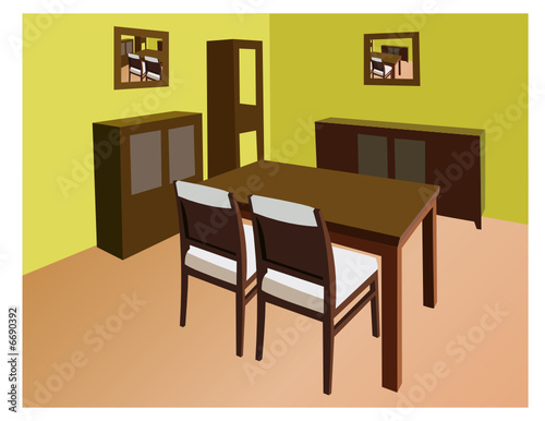 dinning room interior vector