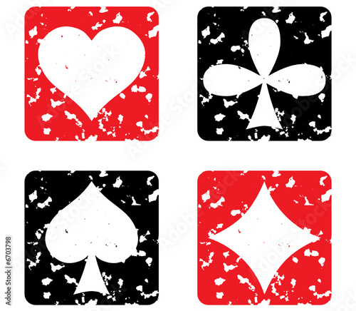 Set of game cards. Grunge stamp. Vector illustration.