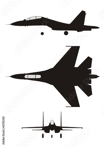 silhouette illustration of jet-fighter SU-30