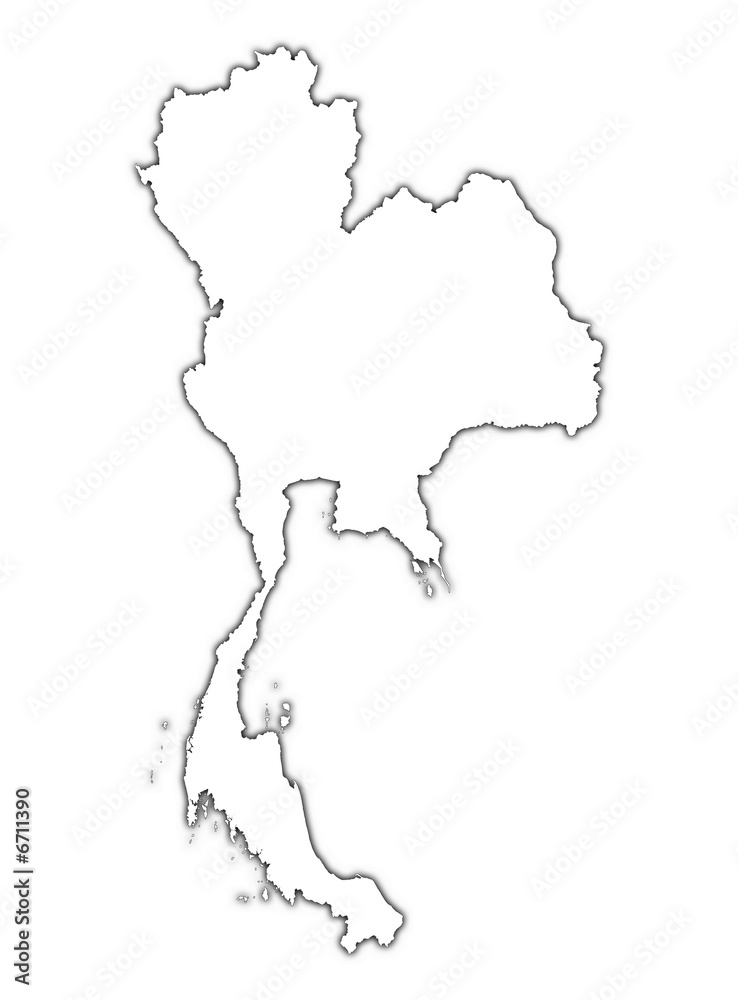 Thailand outline map with shadow