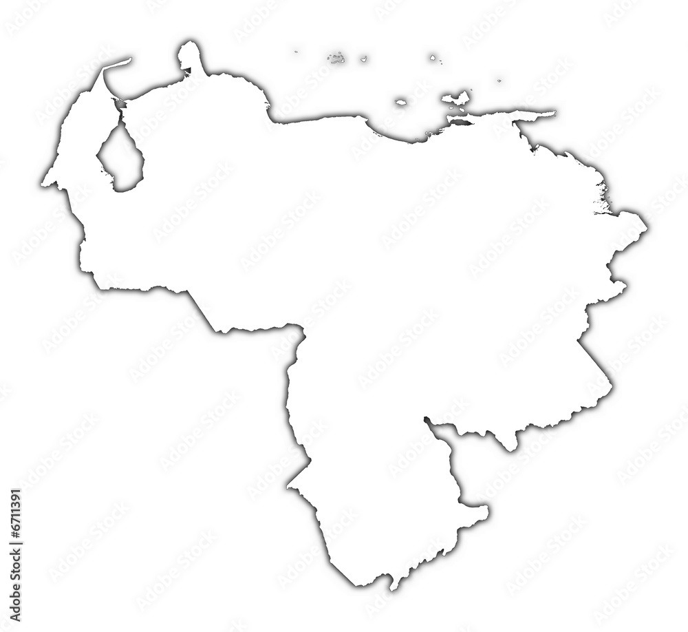 Venezuela outline map with shadow