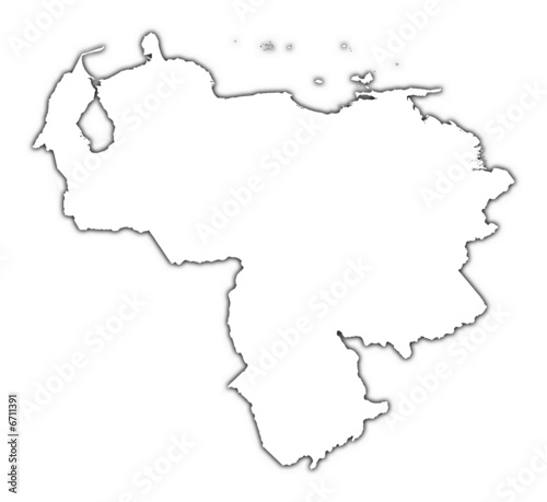 Venezuela outline map with shadow