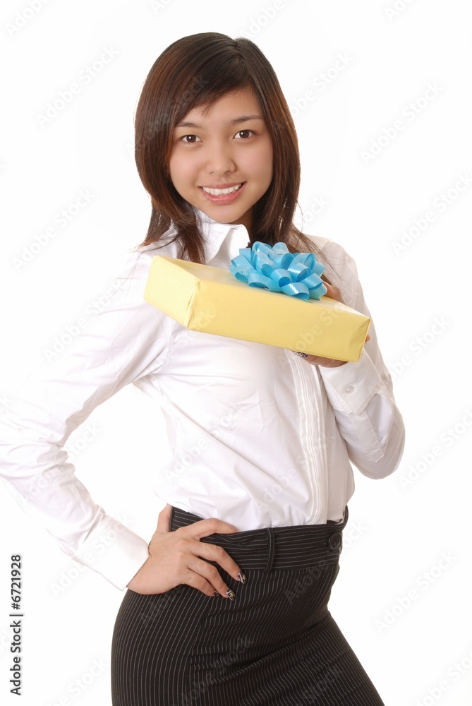 Lovely Asian Girl With A Gift