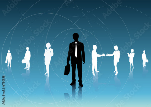 Business team in a blue background