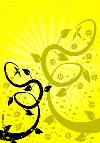 Yellow Fan Effect Floral Background