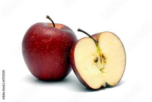 Two red ripe apples