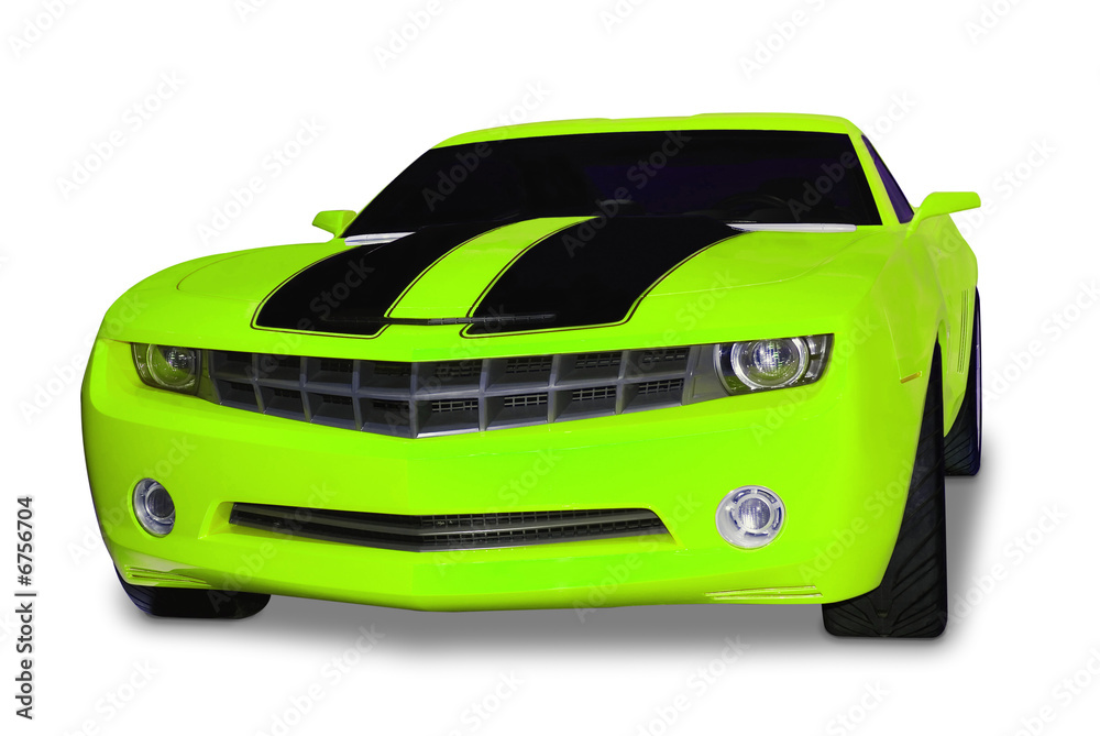 Neon Green Sports Car Stock Photo