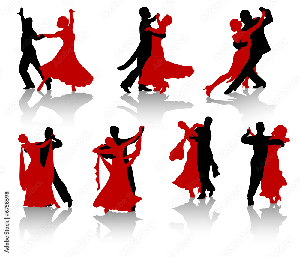 Silhouettes of the pairs dancing ballroom dances. Stock Vector | Adobe ...