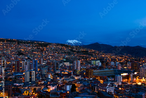Panorama of night La Paz  Bolivia