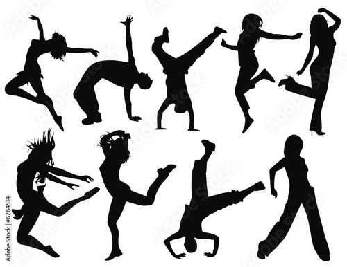 vector silhouette people jumping illustration