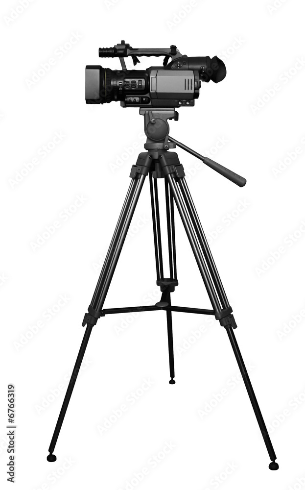 The digital video camera on the tripod - obrazy, fototapety, plakaty 