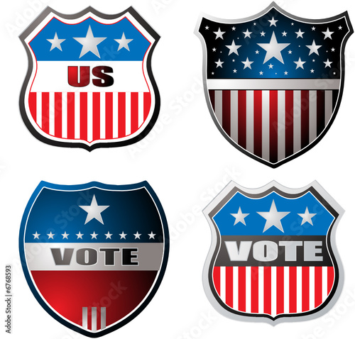 American inspired shields in red white and blue