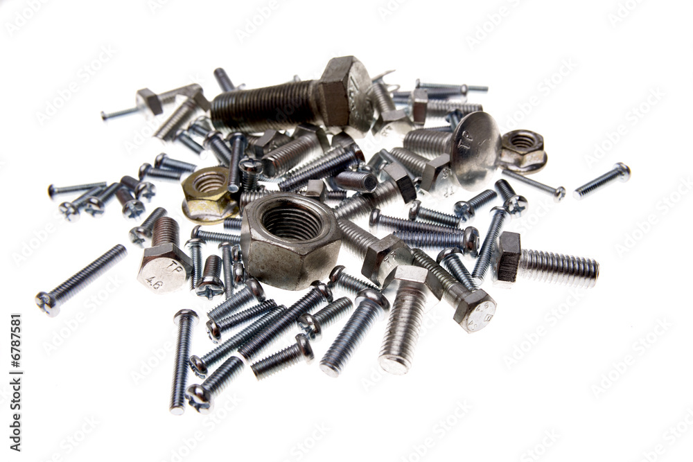 Nuts and bolts isolated over white Nuts and bolts isolated over white