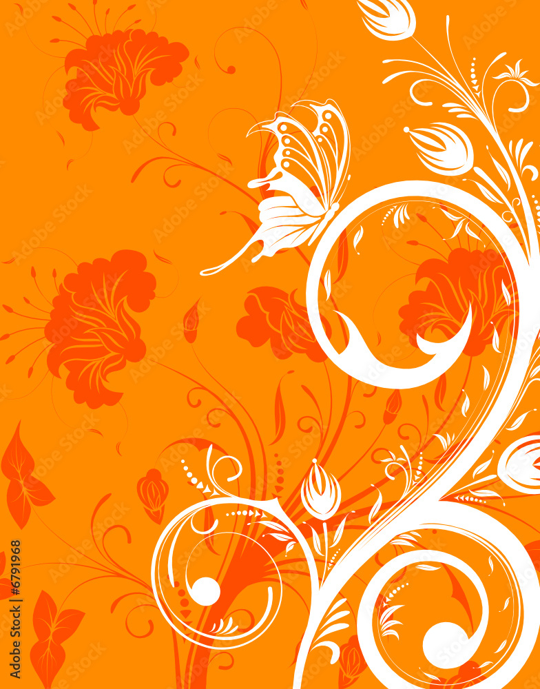 Flower background with butterfly, element for design, vector Flower background with butterfly, element for design, vector