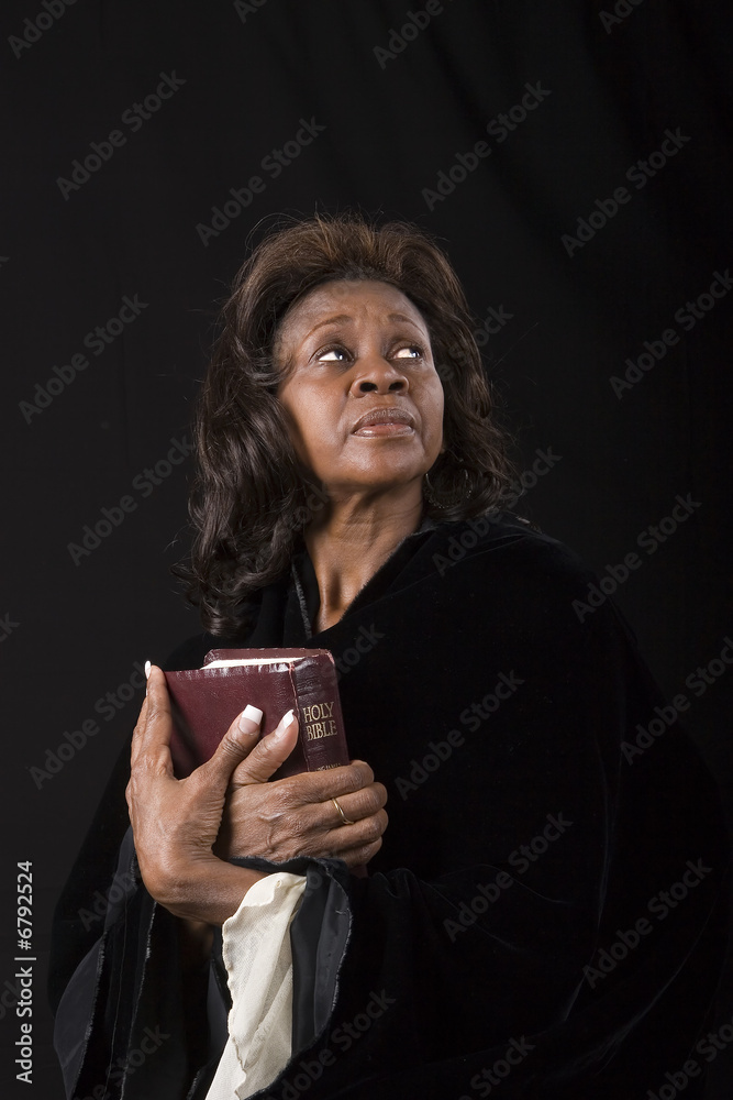 Woman with Bible Eyes Up Woman with Bible Eyes Up