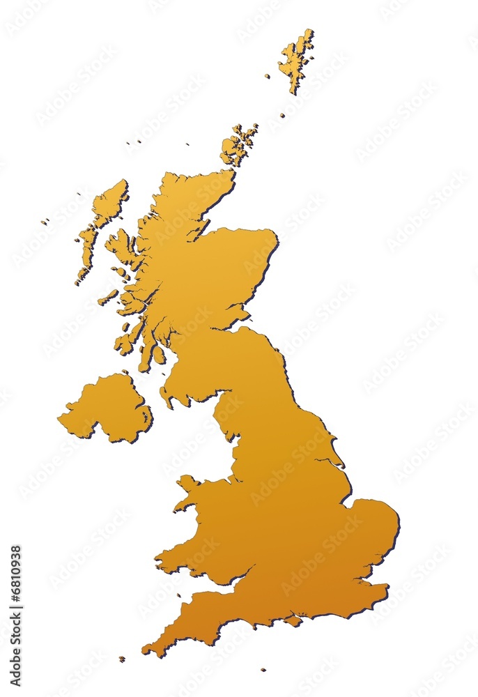 Naklejka premium United Kingdom map filled with orange gradient