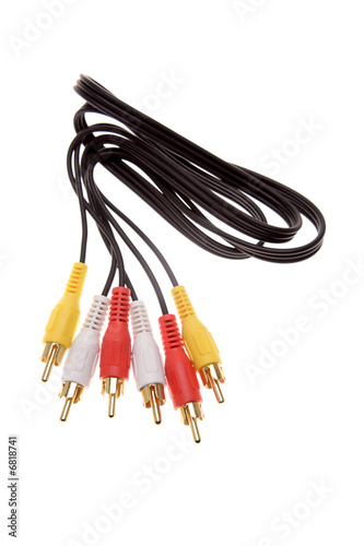 RCA plugs and cable on white