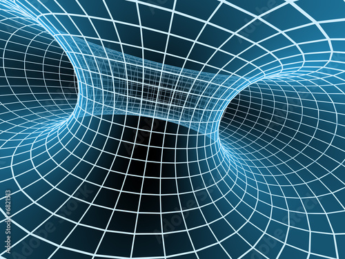 Fototapeta Naklejka Na Ścianę i Meble -  The blue abstract 3d tunnel from a grid