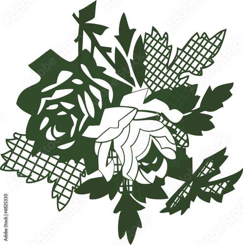 Green roses at the white background. Vector illustration.